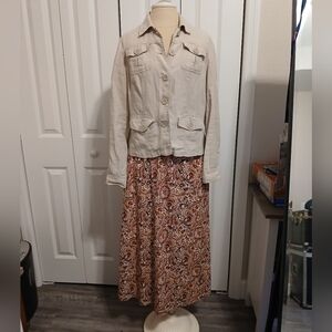 Vintage LIKE NEW 100% Cotton Bechamel Paisley Maxi Skirt With Pockets Medium